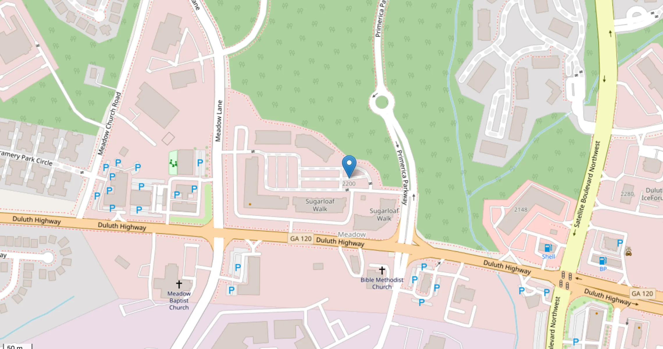 Map showing Park Ave Cosmetic Center at 2200 Duluth Hwy, Suite 109, Duluth, GA 30097